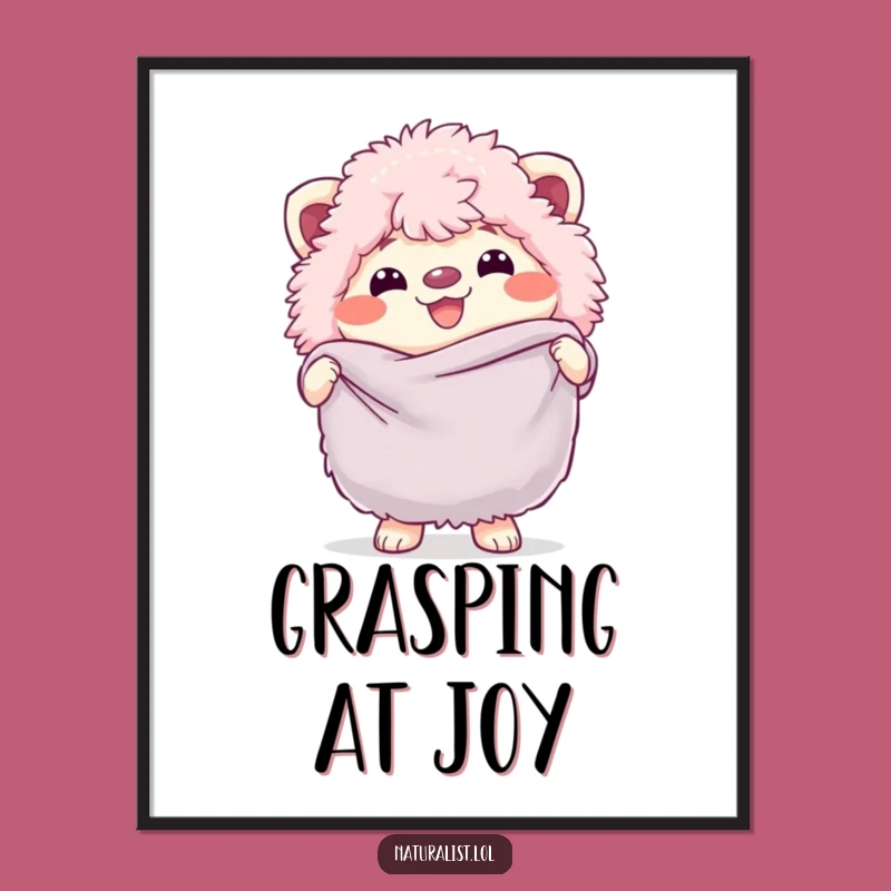 Funny Fluffy Creature Butterfly Net Digital Art: Instant Whimsy