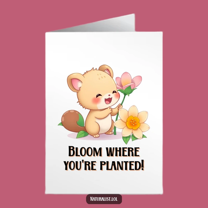 Vibrant Free Printable Birthday Card: Energetic Creature & Flower - Downloadable Gift!