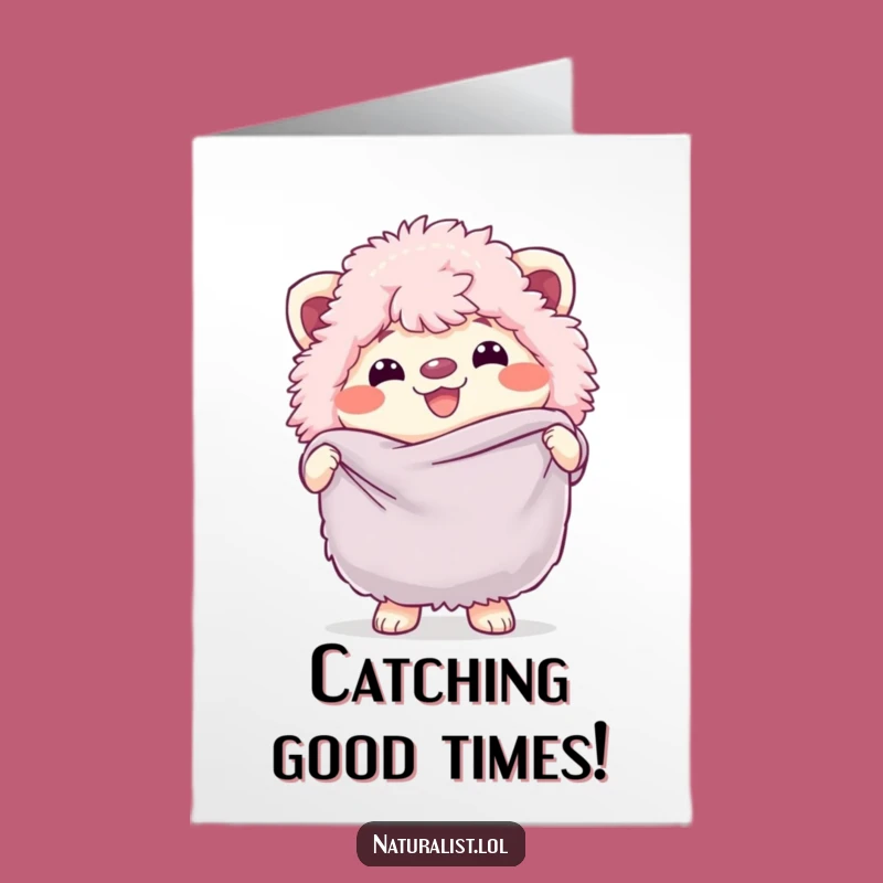 Funny Free Printable Birthday Card: Happy Creature Butterfly Net - Downloadable Gift!