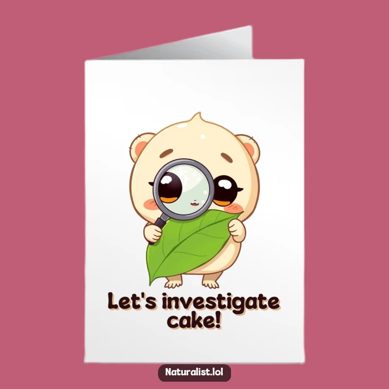 Funny Free Printable Birthday Card: Curious Creature & Leaf - Downloadable Gift!