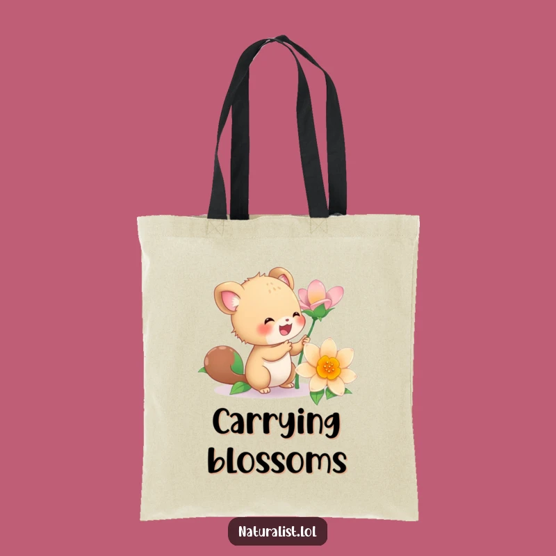 Funny Energetic Creature Flower Tote Bag: Carry Your Enthusiasm